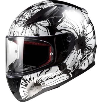 KASK LS2 FF353 RAPID POPPIES BLACK WHITE 