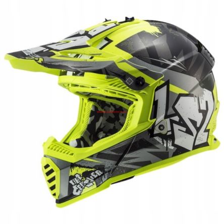 Kask motocyklowy LS2 MX437 Fast Evo Crusher Black H-V Yellow 